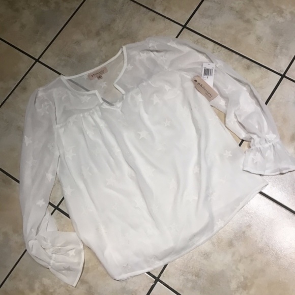 NWT~PHILOSOPHY~Star-Embroidered Bell-Cuff Blouse - Picture 3 of 3